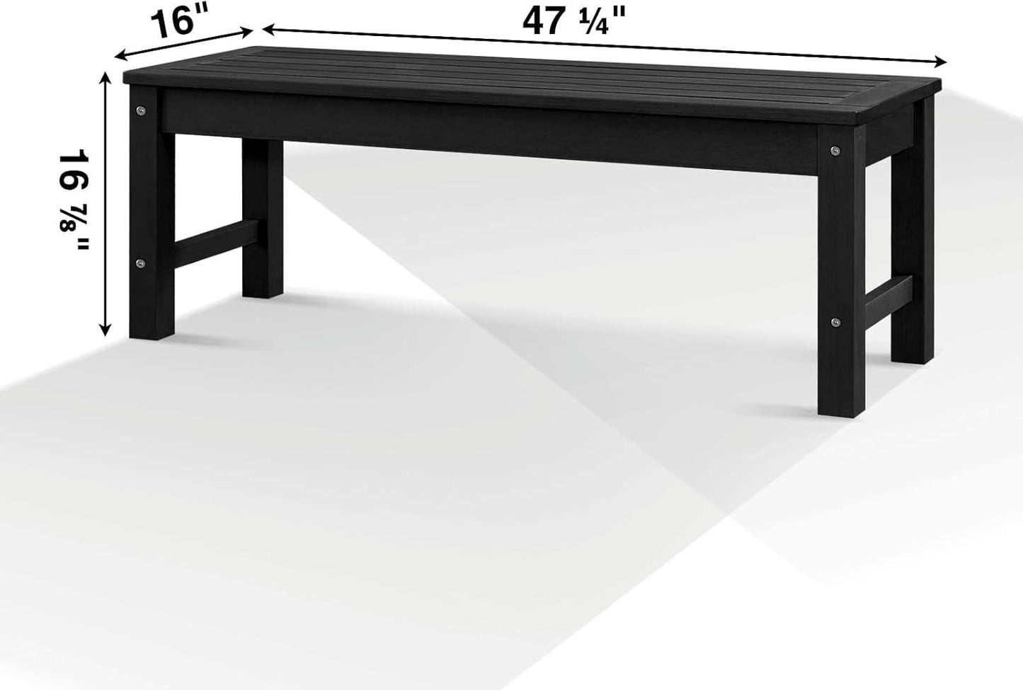 Psilvam Knight Bench Set of 2, Two Person Outdoor Poly Lumber Patio Backless Bench, Weatherproof Garden Bench That Never Rot and Fade, Suit for Church, School, Garden, Porch and Park (Black)