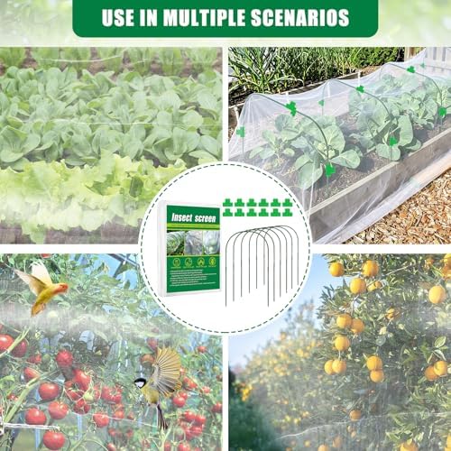 10 X 33 FT Garden Mesh Netting Kit Pest Barrier for Raised Beds with Hoops