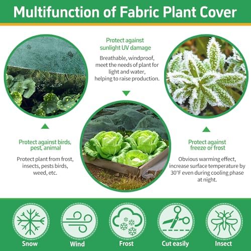 Plant Covers Freeze Protection, 10x33ft Green Frost Blanket for Winter, 1.23 oz/yd² Fabric, Premium Frost Protection Cover, Breathable Garden Row Covers for Outdoor Plants