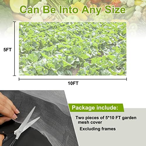 RIFNY Garden Netting for Raised Beds Garden Protection Plant, 2 Pcs 5x10Ft