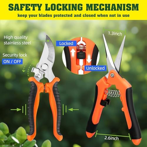 4 Pack Garden Pruning Shears Scissors Clippers Stainless Steel