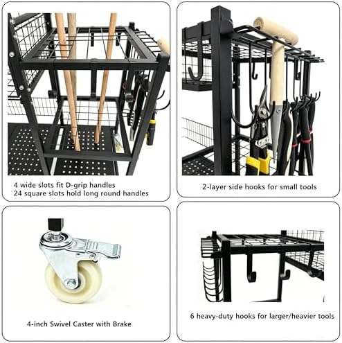 Anleolife 3-in-1 Garden Cart: Workstation, Harvest Basket & Tool Rack