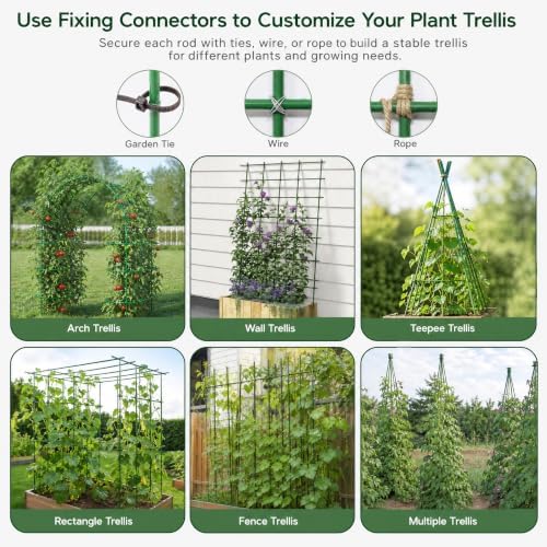 Garden Stakes, 15 Pack 8 FT Steel Plant Garden Tomato Stakes with Plastic Coat for Climbing Plants (96 Inch)