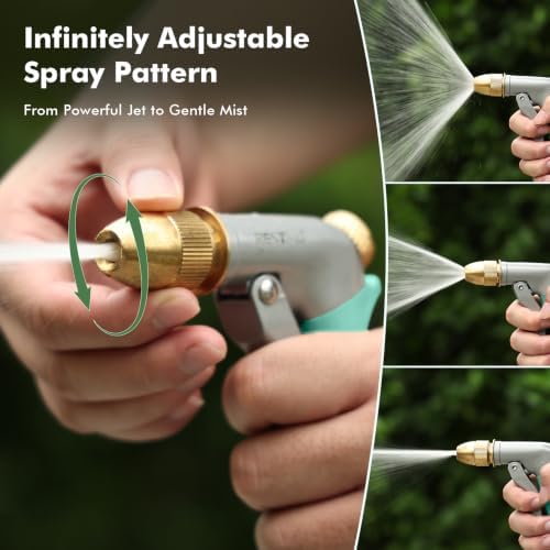 RESTMO Metal Water Hose Nozzle, High Pressure Garden Sprayer, Cyan