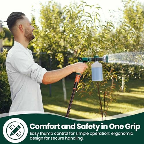 VENETIO 8-Dial Hose Attachment Spray Gun for Liquid Fertilizer/Soap | Precision Lawn & Garden Feeder Pro for Uniform Fertilizing and Watering Plants | Hose-End Nozzle Sprayer with 16oz Bottle