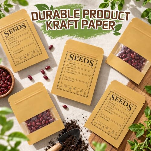 200pcs Seed Saving Envelopes with Clear Window, 2.36x3.54 Inch