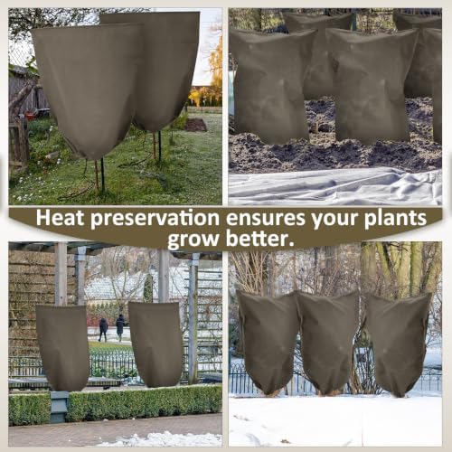 6 Pack Winter Plant Covers Freeze Protection, Brown