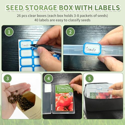 Boczif 16 Slot Seed storage Organizer Box Hold 80 to 100 seed packets