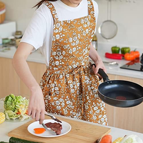 Pinknoke Vintage Pinafore Aprons for Women with Pockets for Kitchen