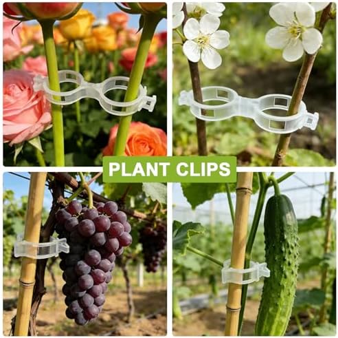150Pcs Tomato Clips for Climbing Plants/String Trellis,2026 Adjustable Ties for Gardening,Plant Support Clips for Tomato Vine Clips,Plant Fixing Clips,Grape and Vine Vegetables（Transparent）
