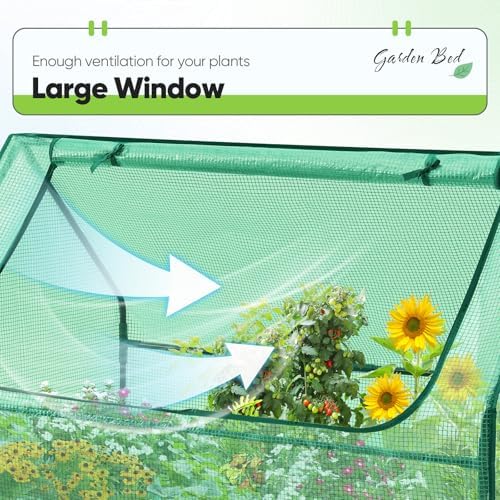 Quictent Raised Garden Bed with Cover Galvanized Planter Box 4x2.4x1ft