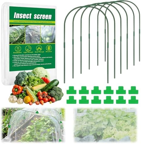 10 X 33 FT Garden Mesh Netting Kit Pest Barrier for Raised Beds with Hoops