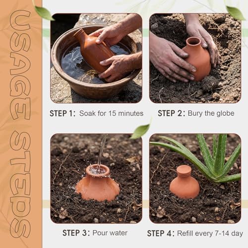 DoubleFill Ollas Terracotta Watering Pots, 100 oz, 1 Pcs