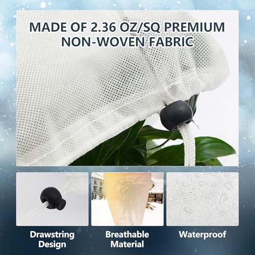 2 Pack Plant Covers Freeze Protection for Winter, 47.2"×31.5" Frost Cloths for Outdoor Plants Cold Weather Blankets with Drawstrings