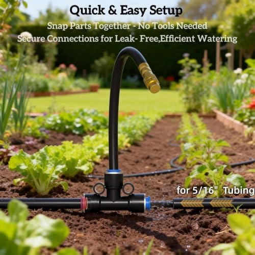 60FT Drip Irrigation Kit, 19 360° Copper Nozzles, Garden Watering System