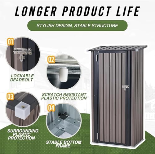 Aoxun 3’x2.1’ Shed Outdoor Storage Shed, Brown