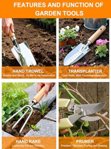 Garden Tools Set with Apron, Gardening Gifts for Women - 11 PC