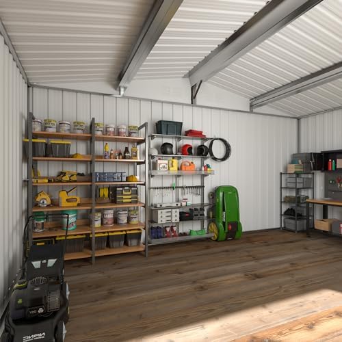 WKM 10x12 FT Outdoor Storage Shed for Backyard, Patio Lawn, White