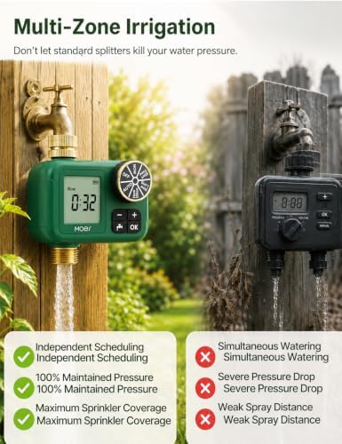 MOES 1-Zone Water Timer for Garden Lawn Hose, Brass 3/4 Inlet & Outlets