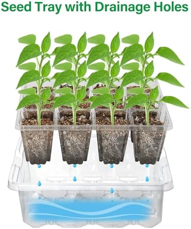 Seed Starter Trays with 12-LED Grow Lights, Clear, 5 Pack