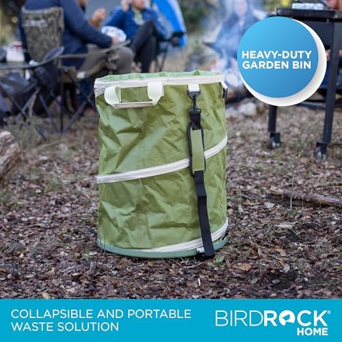 BIRDROCK HOME Collapsible Lawn and Leaf Waste Bag with Lid, Green, 30 Gal