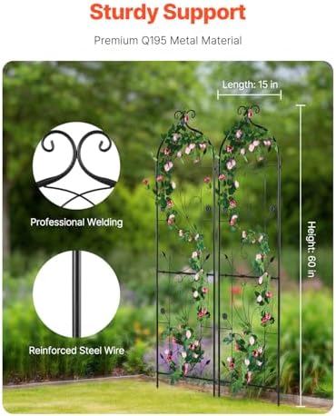VEVOR Garden Trellis for Climbing Plants, Rose Trellis Cucumbers Support