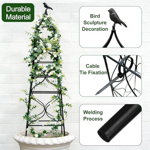 aboxoo 34" Set of 2 Metal Garden Obelisk Trellis for Potted Plants, 2.83FT