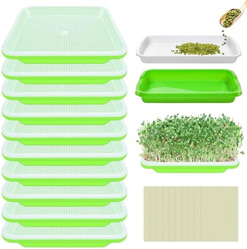10 Pack Seed Sprouter Trays, Microgreens Growing Trays Kit