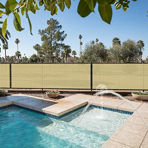 E&K Sunrise 6' x 269' Privacy Fence Screen with Grommets, Outdoor Windscreen Fence Covering Privacy Screen UV Blockage for Backyard Garden Patio, Zip Ties Included (Beige)