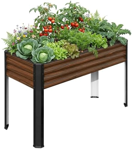 Raised Garden Bed with Legs, 48×18×32in, Brown