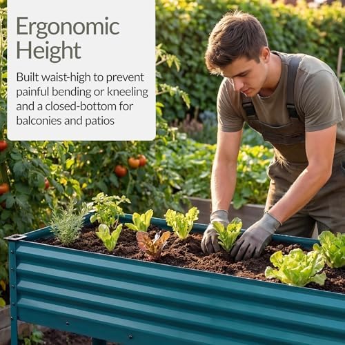 Best Choice Products 48x24x30in Galvanized Raised Garden Bed, Metal Elevated Planter Box, Vegetable Garden for Backyard, Patio, Balcony, 100% Non Toxic Materials - Peacock Blue