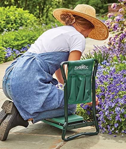Burpee Multi-Function Garden Kneeler Seat with Padded Cushion and Detachable Tool Bag, Versatile Garden Stool with Foldable Frame, Ideal for Outdoor Gardening Enthusiasts (Green)