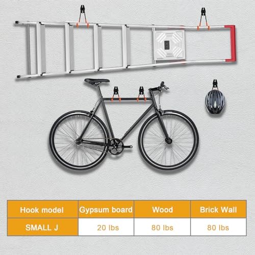 Heavy Duty Garage Hooks for Hanging, 2 Pack Metal Garage Organization Hooks, Garage Storage Hooks for Ladder Extension Cord Cable, Wall Mount Small Utility Hooks, Garden Tool Organizer/Hanger