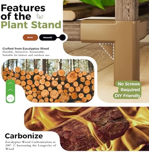 Bamworld Plant Stand Indoor Corner Plant Shelf Outdoor for Multiple Plants