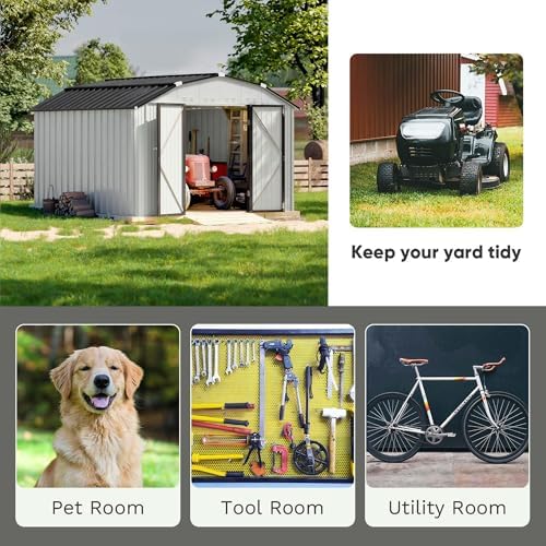 Patiowell 10x12 FT Barn Style Metal Storage Shed