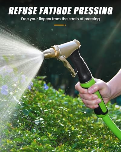 RAINPOINT Garden Hose Nozzle, Upgraded Heavy Duty Metal Spray Nozzle, High Pressure Water Nozzle with Adjustable Spray Patterns for Watering Plants, Car Washing, and Pet Showering