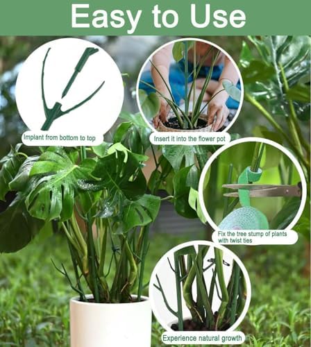 10 Pack Stackable Monstera Plant Support Climbing Plants Support Structures for Indoor Outdoor Plants Plant Holder Stick with Plant Ties for Support Tall Potted Plants, Bonus: 2 Roll of Gardening Tape