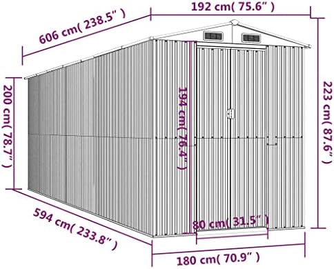 Gecheer Large Garden Shed, Galvanized Steel Outdoor Storage Shed with Sliding Gate and Vents for Backyard, Patio, and Lawn Organization