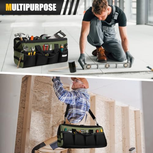 20" Tool Bag Extra Large, HeavyDuty Spacious Tool Box Organizer, Green