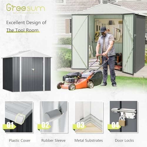 Greesum 6x4FT Outdoor Storage Shed, Gray