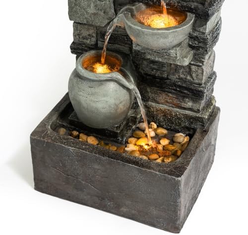 Teamson Home 28.5" Outdoor 4-Tier Cascading Water Fountain, Gray