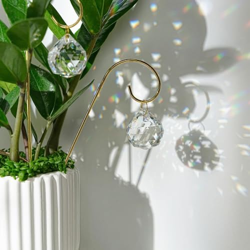 9pcs 30mm Crystal Ball Prism Suncatchers with 7.5'' Gold Trellis