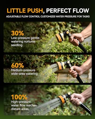 RAINPOINT Hose Sprayer Nozzle Heavy Duty - 2 Pack 8 Spray Patterns Garden Hose Nozzle with Adjustable Flow Control for Watering Plants, Washing Cars,Washing Pets, Thumb Control (2 Packs, Yellow)