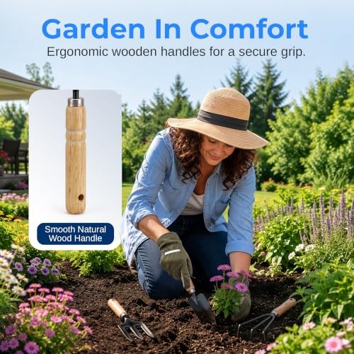 Scuddles 8-Piece Garden Tool Set with Carry Bag, Heavy Duty Garden Kit | Makes Every Gardening Task Easy for Men & Women | Shovel, Trowel, Rake, Hand Tools, Light 2.2 lbs & Easy Storage