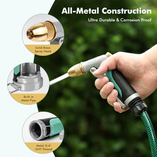 RESTMO Metal Water Hose Nozzle, High Pressure Garden Sprayer, Cyan