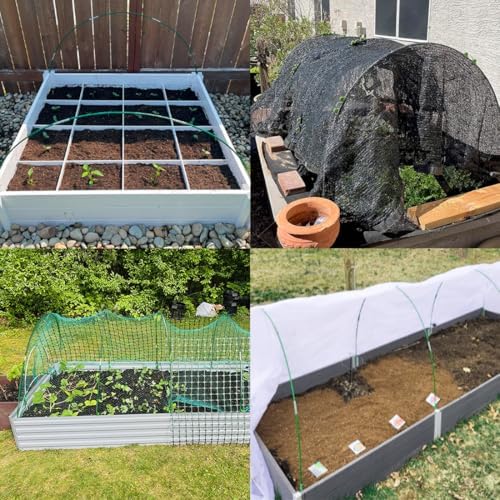 MAXPACE Greenhouse Hoops Kit, DIY 8ft Grow Tunnel, Fits Raised Garden Beds 2.8ft Wide & Up, 50 Pcs Rust-Proof Fiberglass Frame Support Rods for Row Cover, Shade Cloth, Frost Netting & Plant Stakes