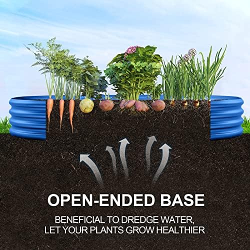 Land Guard Galvanized Raised Garden Bed Kit, Galvanized Planter Raised Garden Boxes Outdoor, Oval Large Metal Raised Garden Beds for Vegetables 4 x 2 x 1ft(1pcs) (Blue)…