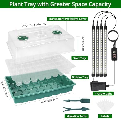Sondiko Seed Starter Tray with Grow Light, Display Digital Controller