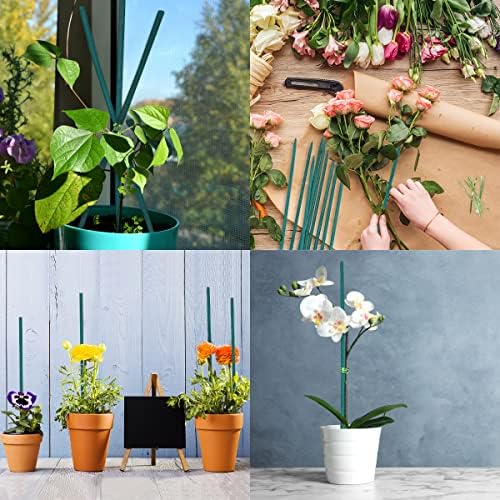 GAGINANG Green Bamboo Plant Stakes, 50 Pcs 15 Inches Floral Support Sticks