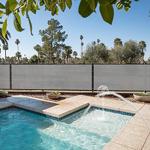 E&K Sunrise 6' x 161' Privacy Fence Screen with Grommets, Outdoor Windscreen Fence Covering Privacy Screen UV Blockage for Backyard Garden Patio, Zip Ties Included (Gray)